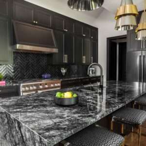 black marble countertop