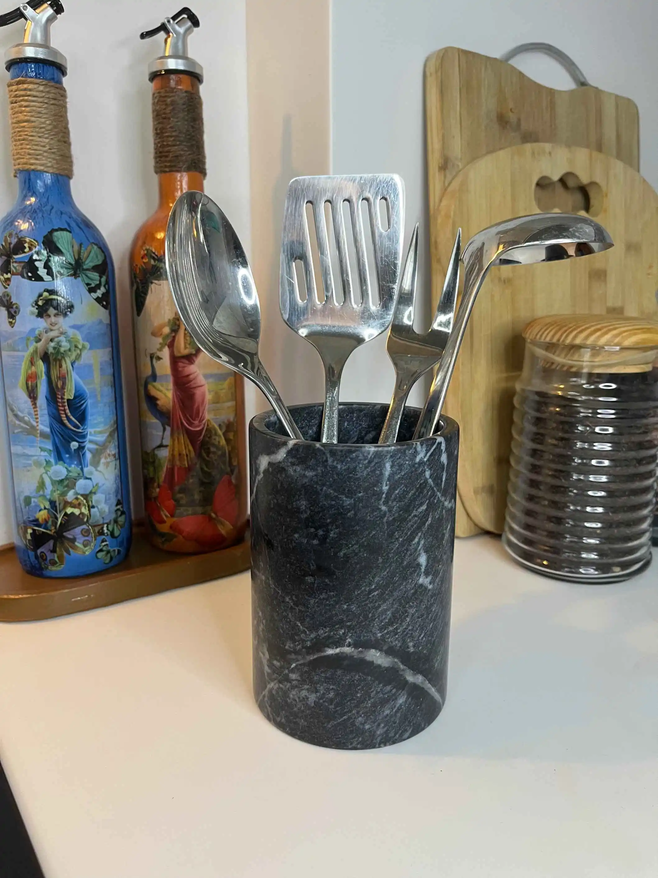 9022-Black-Marble-Utensil-Holder-1 (1) Black Marble Utensil Holder