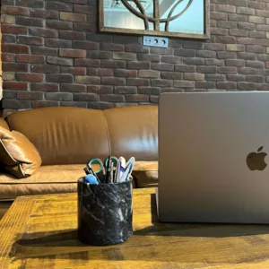 black marble pencil holder