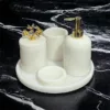 White Silver Marble Bathroom Set