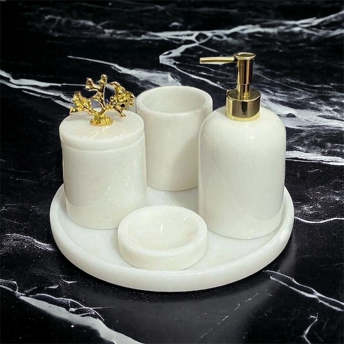 9091-White-Gold-Marble-Bathroom-Set-5-2 White Silver Marble Bathroom Set