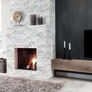 marble split face fireplace
