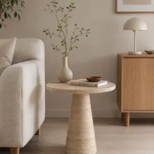 Handcrafted Natural Travertine Table