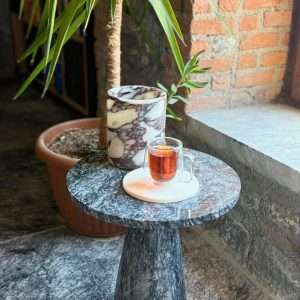 Mushroom Coffee Table <br><span class="ata_title">Black Marble </span> 5 mushroom marble side table